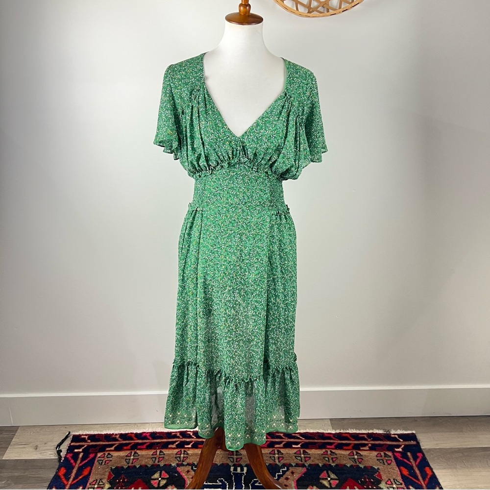 Max Studio Green Floral Midi Dress